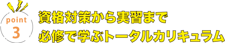 資格対策から実習まで必修で学ぶトータルカリキュラム